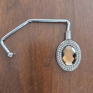Silver and Dark Gem Crystal Purse Hook